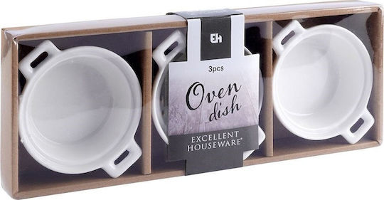 Excellent Houseware Round Heat-Resistant Cookware for Souffle made of Porcelain 13x10x4cm 3 Pieces