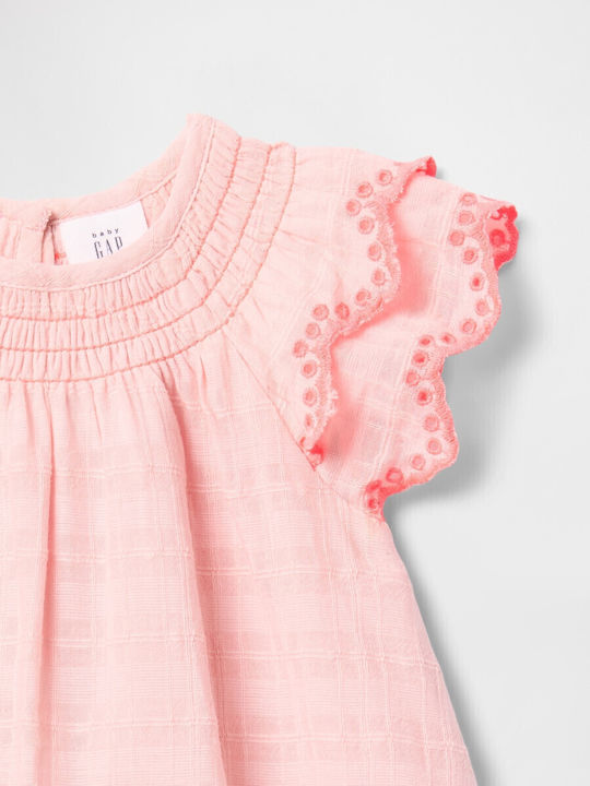 Rochie Fete Mâneca Scurtă Carou Set Cu Chilot Roz Misty Rose