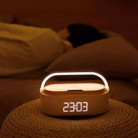 Manta Επιτραπέζιο Ψηφιακό Ρολόι LED με Ξυπνητήρι, Ραδιόφωνο & Ασύρματη Φόρτιση Ασημί