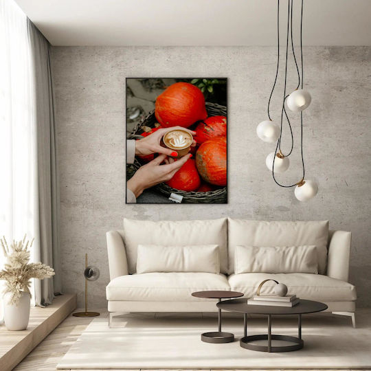 Gemälde Herbst Kaffee Kürbisse 100x150
