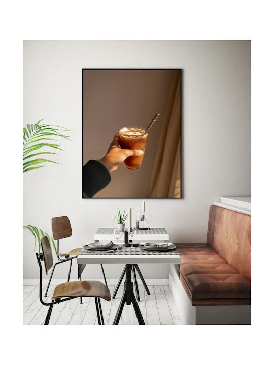 Gemälde Hand hält Glas Eiskaffee 80x120