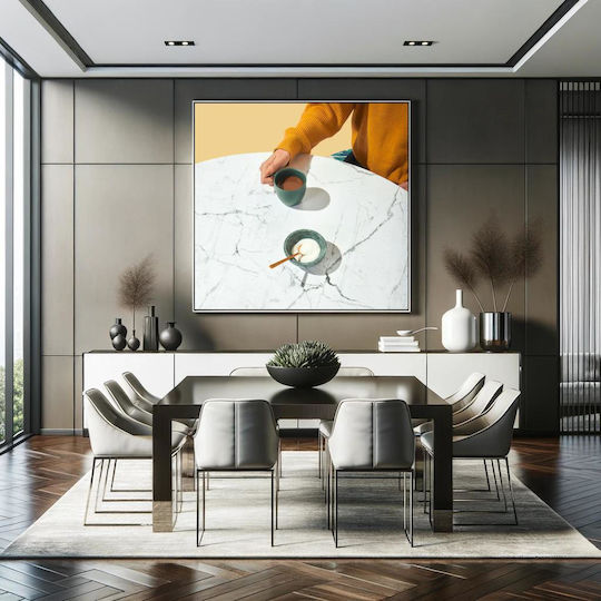 Πίνακας Coffee Sugar On Marble Table Καφές Ζάχαρη Μαρμάρινο Τραπέζι 100x100