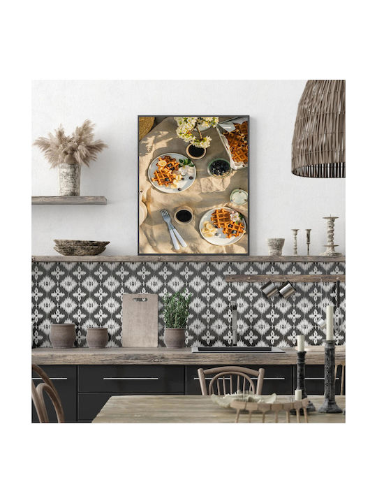 Tablou Vafe și Cafea pe Masă de In cu Dimensiunea 100x150