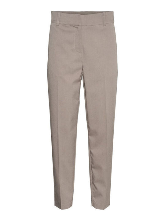 Nila Damen Stoff Hose in Tapered Schnitt Beige