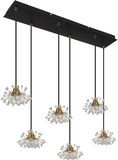 Globo Lighting Κρεμαστό Φωτιστικό Διάφανο με Κρύσταλλα για 6 Λαμπτήρες G9