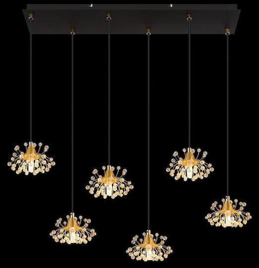 Globo Lighting Κρεμαστό Φωτιστικό Διάφανο με Κρύσταλλα για 6 Λαμπτήρες G9