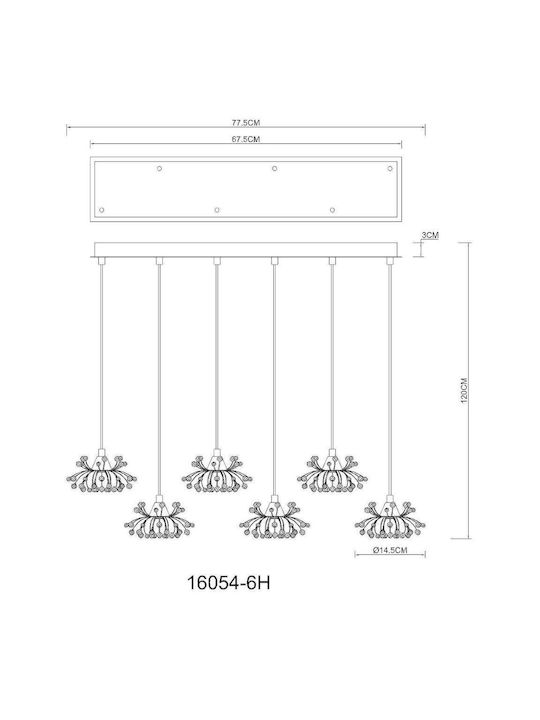 Globo Lighting Κρεμαστό Φωτιστικό Διάφανο