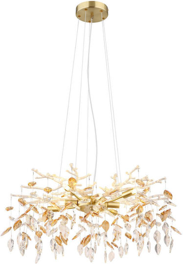 Globo Lighting Ceiling Light Transparent with Crystals for 8 G9 Bulbs
