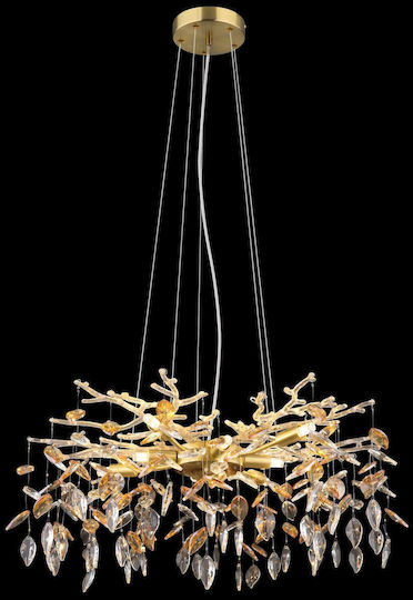 Globo Lighting Ceiling Light Transparent with Crystals for 8 G9 Bulbs