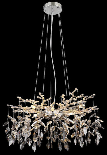 Globo Lighting Ceiling Light Transparent with Crystals for 8 G9 Bulbs