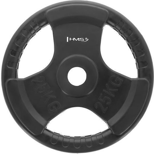 HMS Set of Plates Olympic Type Rubber 1 x 25kg Φ50mm with Handles