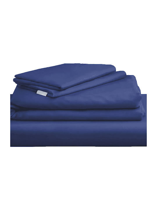 Ariete Sheet Sets King Size with Elastic 240x270cm. Baby Blue/Light Blue/Marine Blue 4pcs
