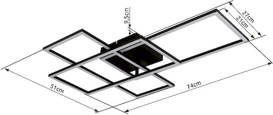 Globo Lighting Gabriel Πλαφονιέρα Οροφής 74εκ. Μαύρη