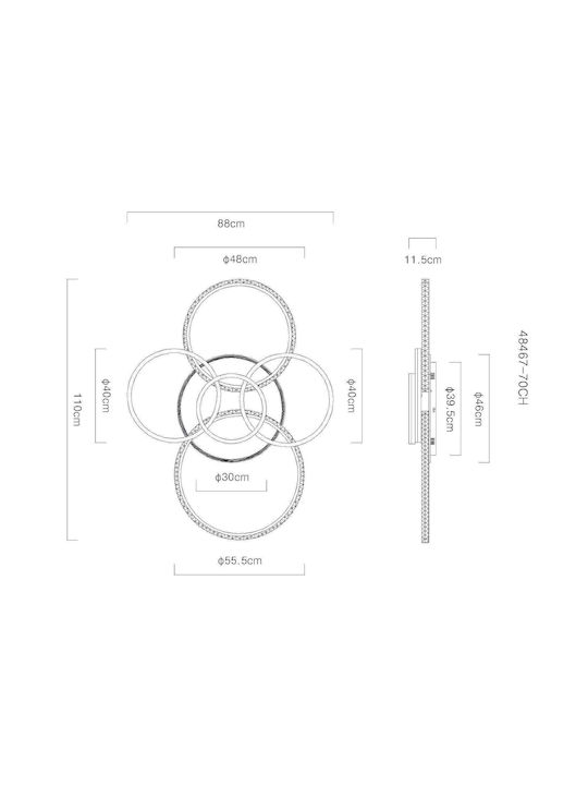 Globo Lighting Πλαφονιέρα Οροφής Διάφανη με Ενσωματωμένο LED