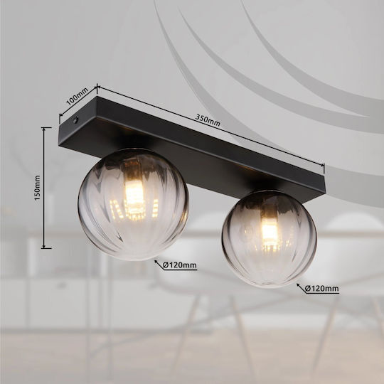 Globo Lighting Πλαφονιέρα Οροφής 35εκ. Μαύρη με Ντουί G9