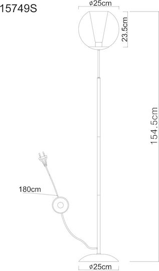 Globo Lighting Stehleuchte H154.5xB25cm. mit Fassung für Lampe E27 Schwarz