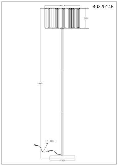 Globo Lighting Floor Lamp Height 150cm with Lamp Bulb Base E27 Beige