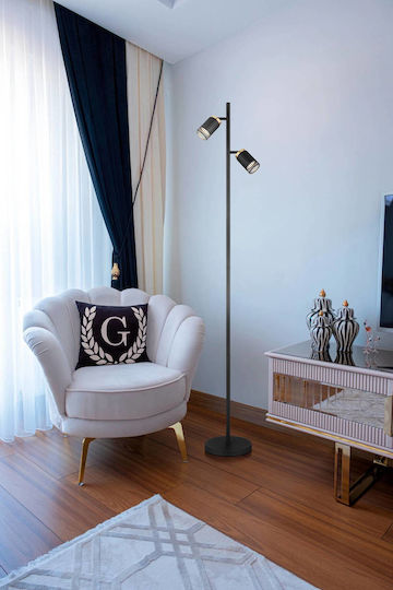 Globo Lighting Floor Lamp H158xW27.5cm. with Socket for Bulb GU10 Black