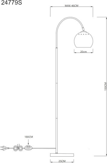 Globo Lighting Floor Lamp H150xL58cm with E27 Bulb Socket Beige