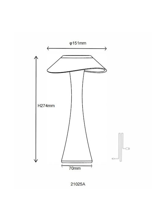 Globo Lighting Πορτατίφ LED με Μελί Καπέλο και Βάση
