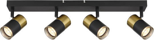 Globo Lighting Spot With 4 Lights And GU10 Lamp Adapter In Black Colour
