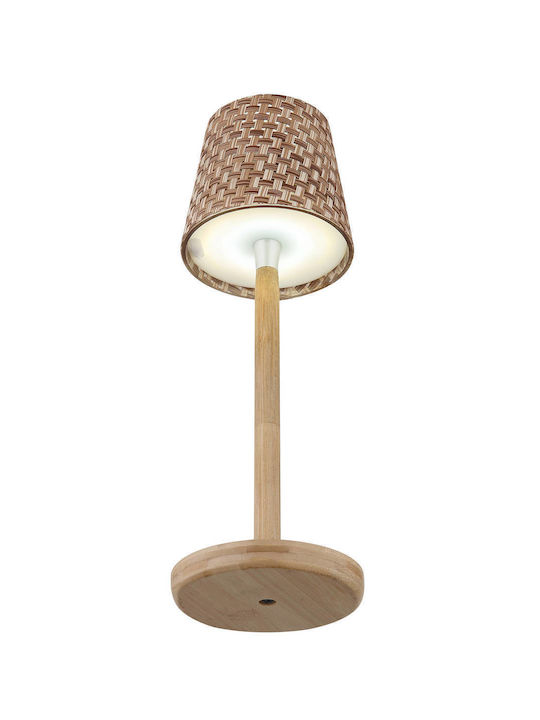 Globo Lighting Ξύλινο Πορτατίφ LED με Καφέ Καπέλο και Βάση