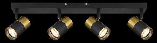 Globo Lighting Spot With 4 Lights And GU10 Lamp Adapter In Black Colour