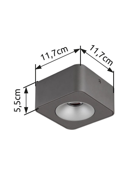 Globo Lighting Единично LED Топло бяло Спот в Сив Цвят
