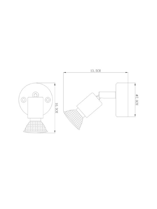 Globo Lighting Olana Μονό LED Θερμό Λευκό Σποτ σε Μπρούτζινο Χρώμα