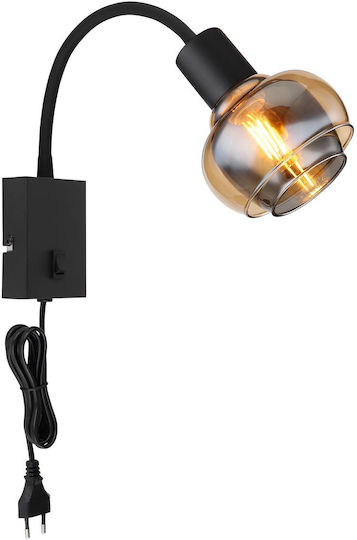 Globo Lighting Leuchte Wand mit Fassung E14 und Schalter Schwarz 10.5x46.5cm