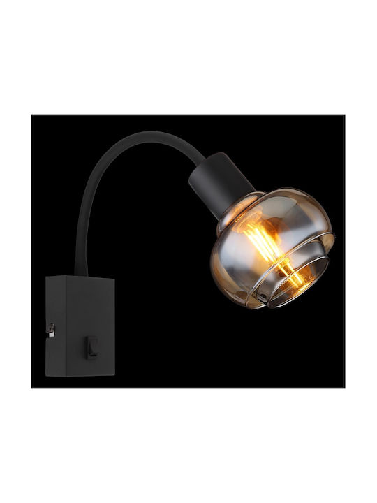 Globo Lighting Φωτιστικό Τοίχου με Ντουί E14 και Διακόπτη Μαύρο 10.5x46.5εκ.
