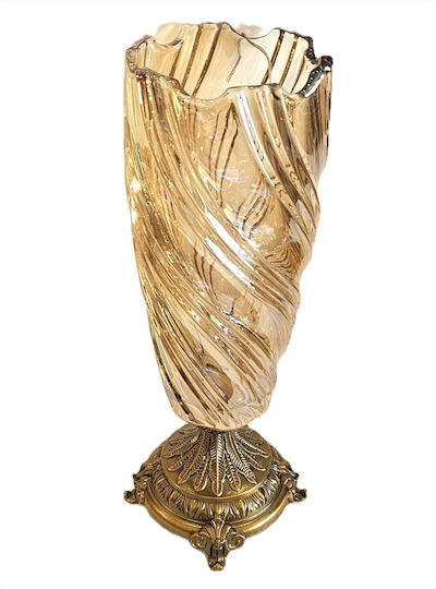 La Belle Maison Vase Glas Gold Φ16xΥ42cm La Belle Maison Vase Glas Gold Φ16xΥ42cm
