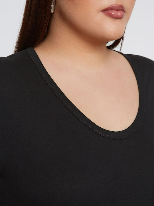Basic Women's Blouse Cotton Long Sleeve Black