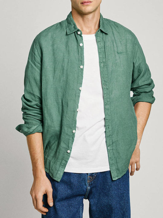 Pepe Jeans Drop 3a Arnau Λινό Πουκάμισο Pop Green