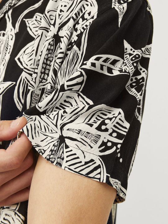 Short-sleeved Shirt in Wide Line Black