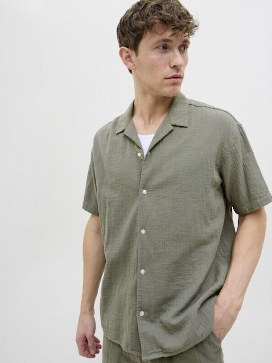 Short-sleeved Cotton Shirt Mulled Basil