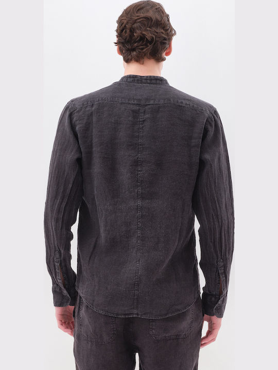Langärmlig Leinen Hemd Black