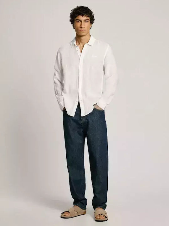 Langärmlig Leinen Hemd Off-white