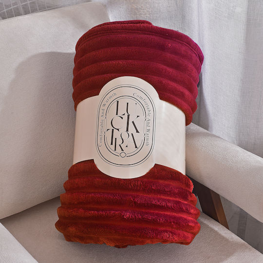 To megalo pazari Velvet Single Blanket 160x240cm Velvet Burgundy