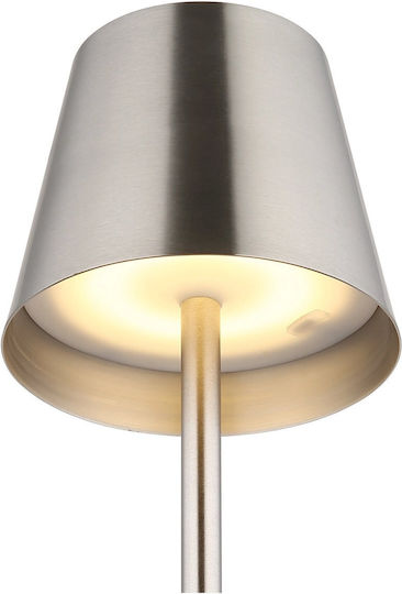 Globo Lighting Metallisches Tischlampen LED mit Silberfarbenem Hut und Basis