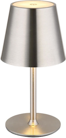 Globo Lighting Metallisches Tischlampen LED mit Silberfarbenem Hut und Basis