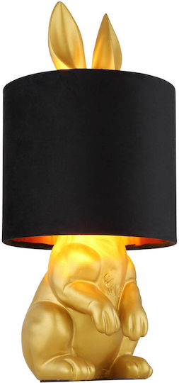 Globo Lighting Plastic Table Lamp for E27 Socket with Black Shade and Gold Base