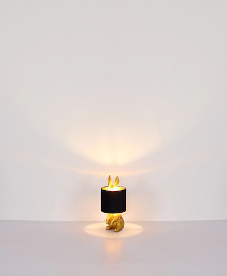 Globo Lighting Plastic Table Lamp for E27 Socket with Black Shade and Gold Base