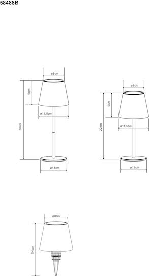 Globo Lighting Metal Table Lamp LED with Black Shade and Base