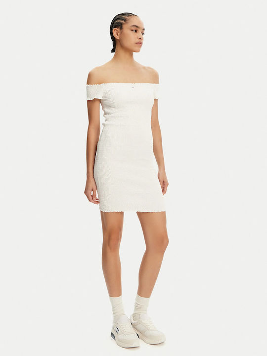 Summer Mini Evening Dress Ecru