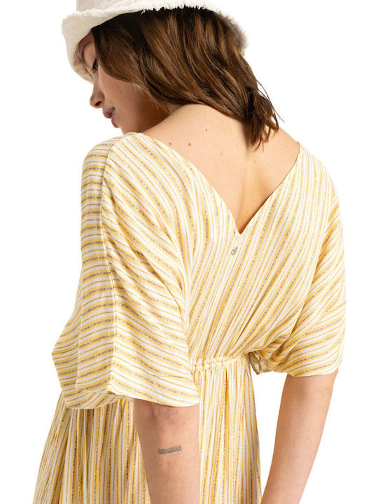 Sunburst Summer Midi Dress Egret Surf Trip Striped