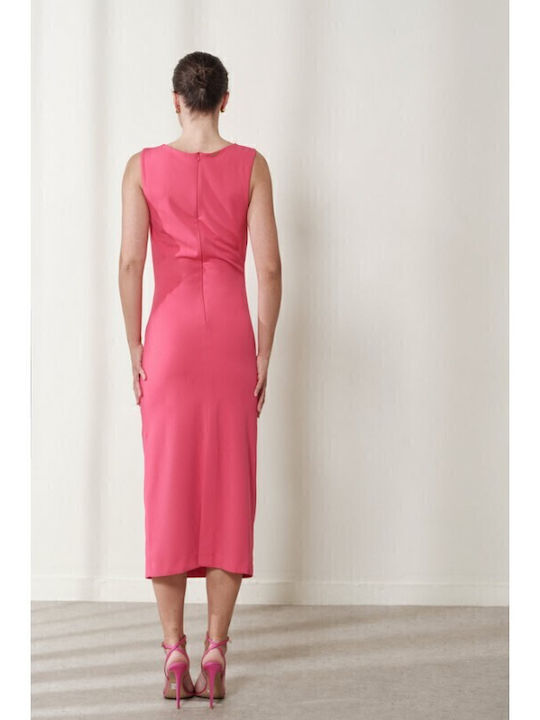 Sommer Midi Damenkleid für Hochzeit - Taufe Fuchsie