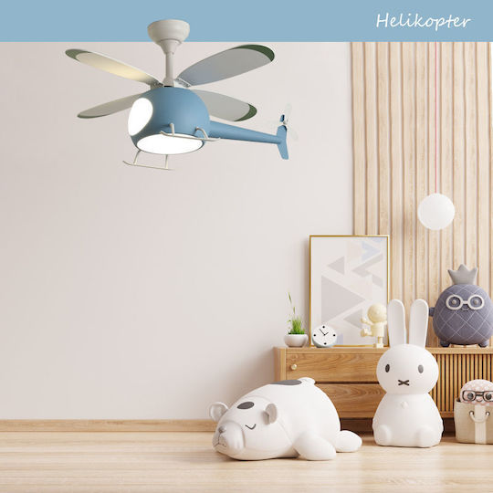 Primo Prcf-80678 Ceiling Fan 98cm With Light Fixture White / Blue