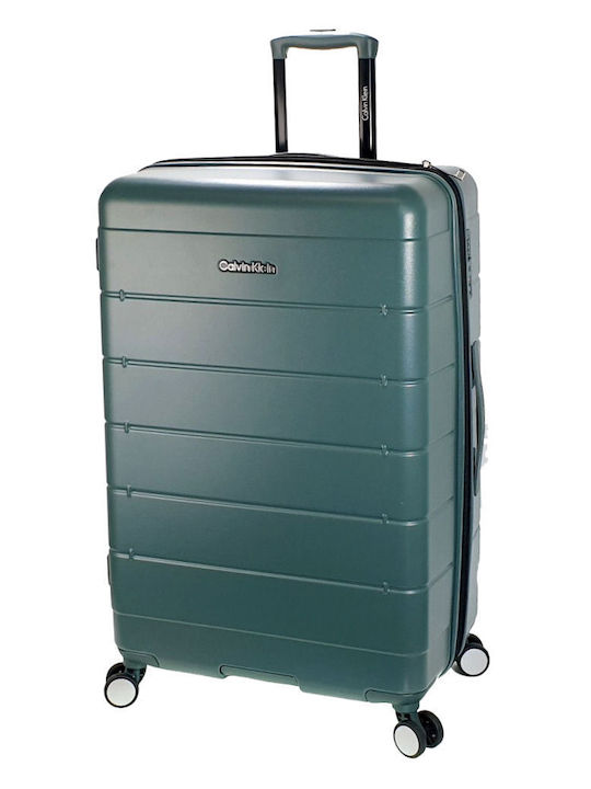 Calvin Klein Valiză Mare De Călătorie Dură Verde Cu 4 Roți