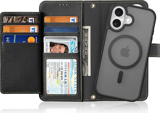 Dux Ducis Портмоне Кожа / Силикон Черен (iPhone 16)